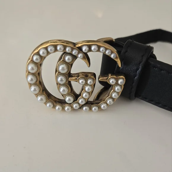 Gucci | Accessories | Gucci Gg Marmont Belt With Pearl  display picture 2